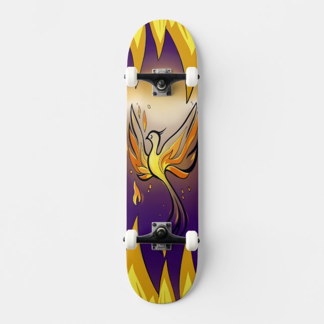 Phoenix Rise – Minimal Flame Skateboard (Front)