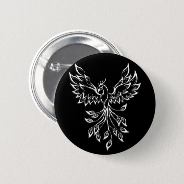 Phoenix Rises on Black 6 Cm Round Badge (Front & Back)