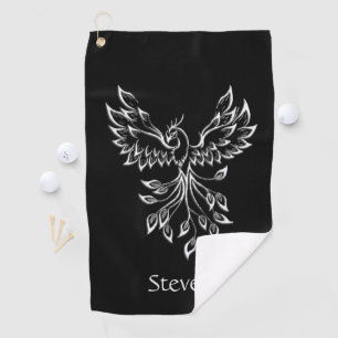 Phoenix Rises on Black Personal Golf Towel