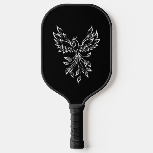 Phoenix Rises on Black Pickleball Paddle (Front)