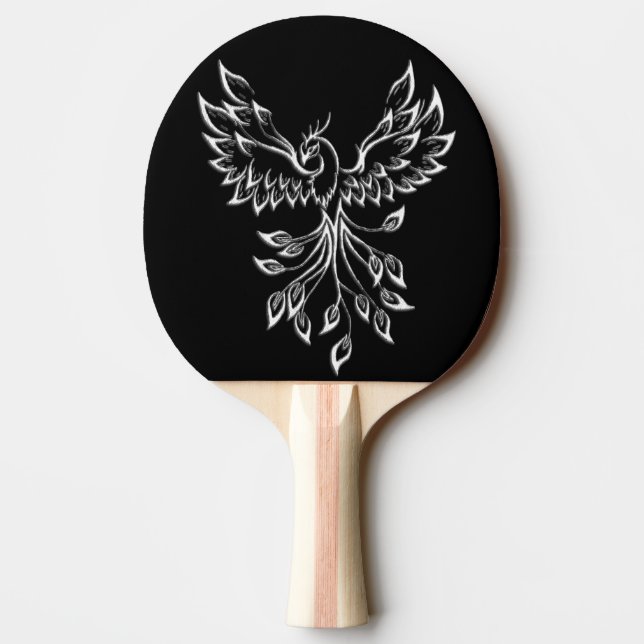 Phoenix Rises on Black Ping Pong Paddle (Back)