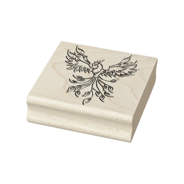 Phoenix Rises on Black Rubber Stamp (Stamp)
