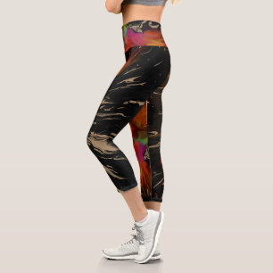 Phoenix Rising – Abstract Fire Explosion Art Capri Leggings