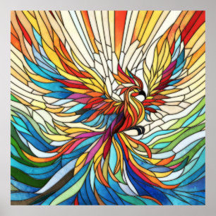 Phoenix Rising - colorful mosaic art Poster