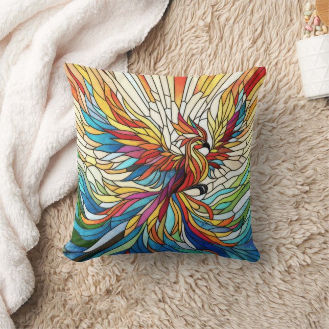 Phoenix Rising - colourful mosaic art Cushion (Blanket)