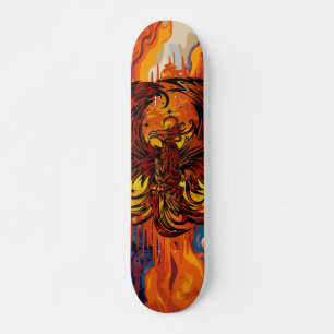 Phoenix Rising Fire Art with Blazing Flame Paint Skateboard