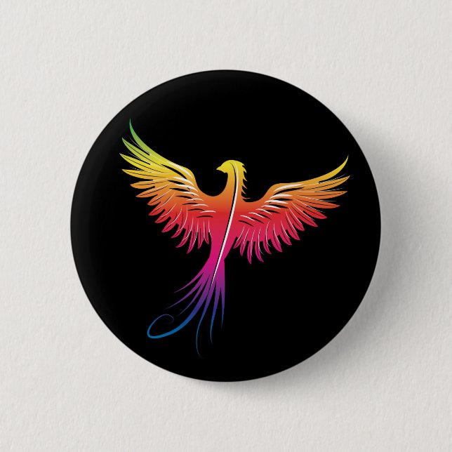 Phoenix rising flame colours 6 cm round badge (Front)