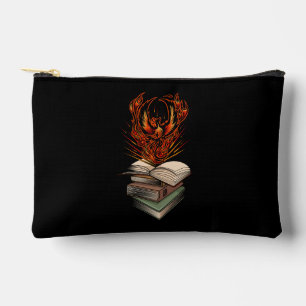 Phoenix Rising From Books Flames Magical Fantasy Accessory Pouch