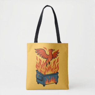 Phoenix rising from the dumpster fire tote bag
