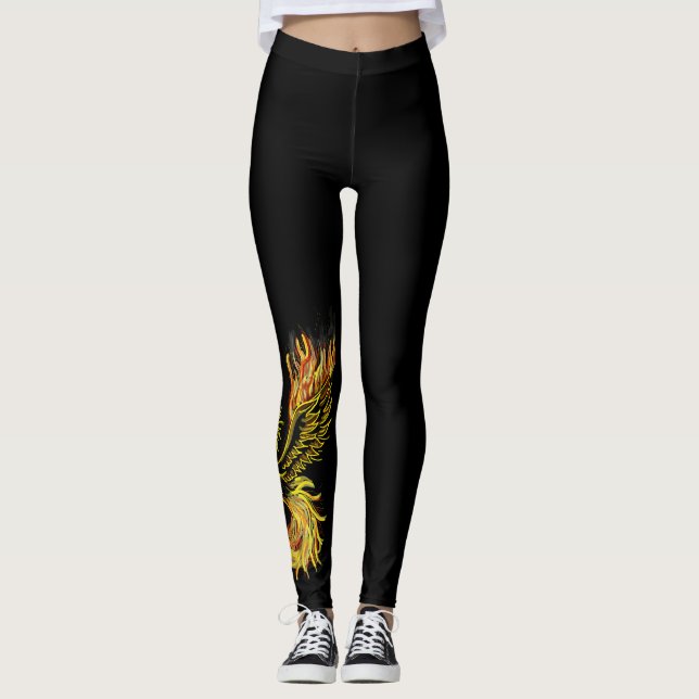 Phoenix Rising From the Flames Right leg Leggings (Front)