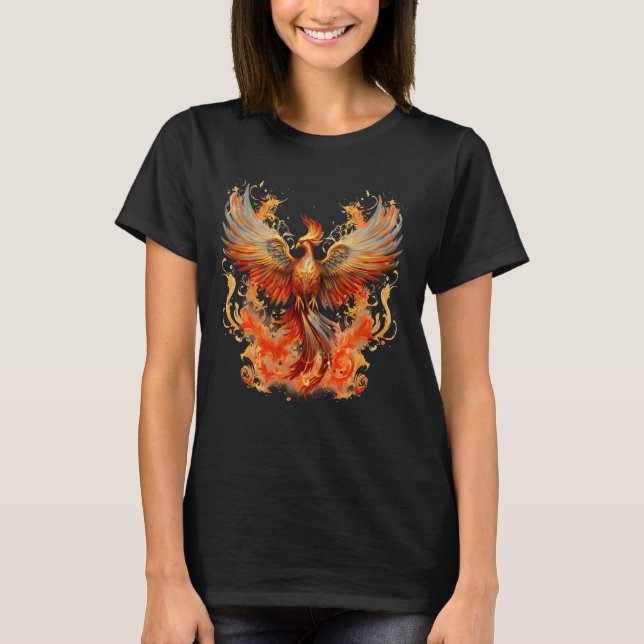 Phoenix Rising Mythical Bird Firebird Phoenix Reju T-Shirt (Front)