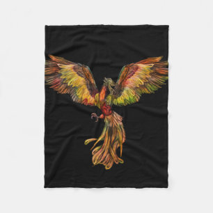 Phoenix Rising - on black Fleece Blanket