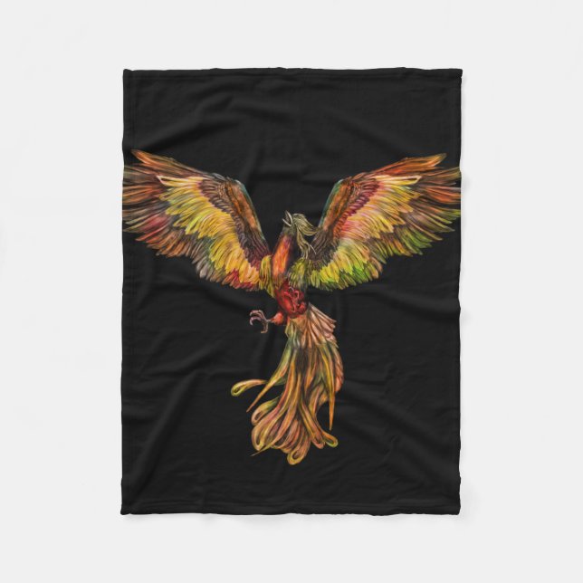 Phoenix Rising - on black Fleece Blanket (Front)