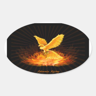 Phoenix Rising Oval Sticker