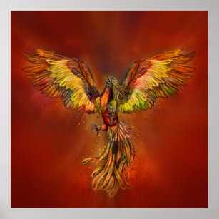 Phoenix Rising - red sky Poster