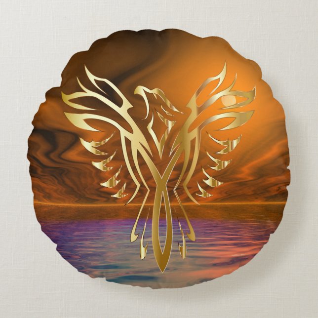 Phoenix Rising Round Cushion (Front)