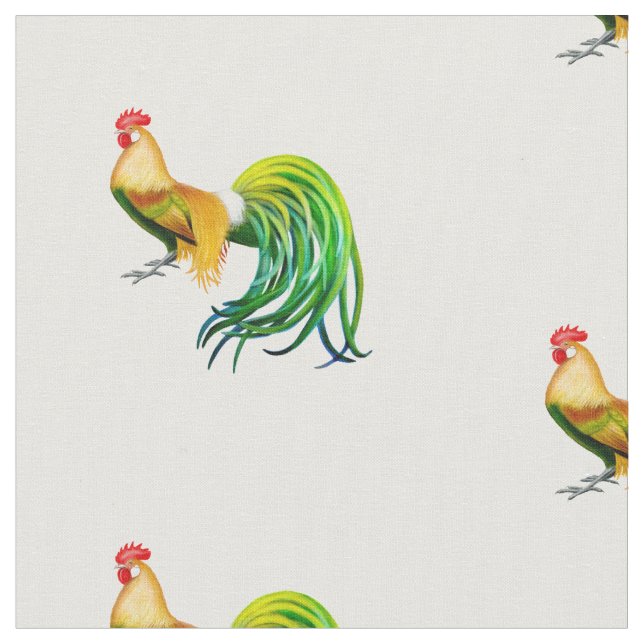 Phoenix Rooster Chicken Fabric (Close Up)