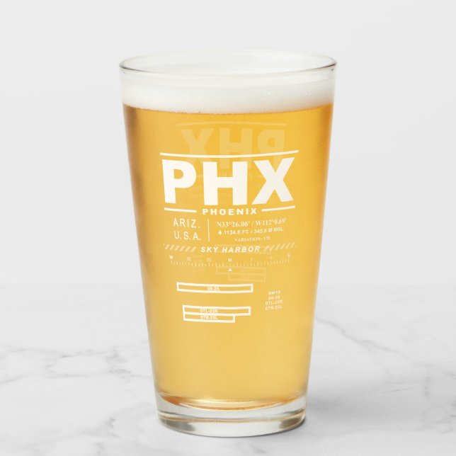 Phoenix Sky Harbour Int'l Airport PHX Glass (Front Filled)