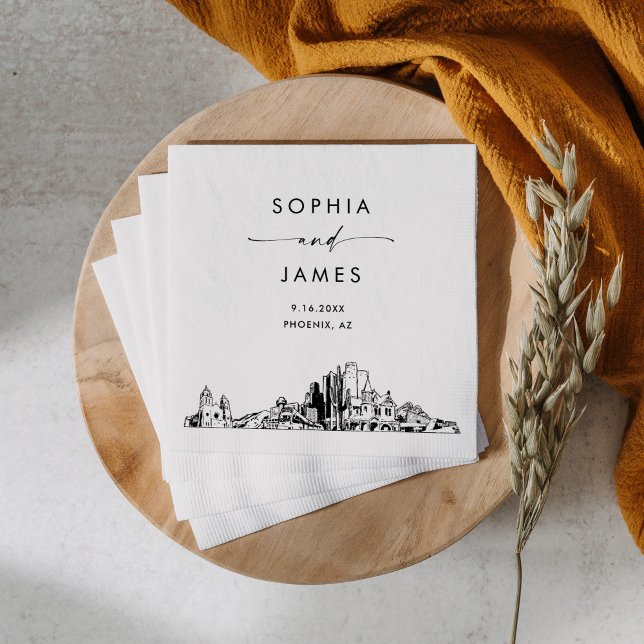 Phoenix Skyline Modern Wedding Cocktail Napkin (Creator Uploaded)