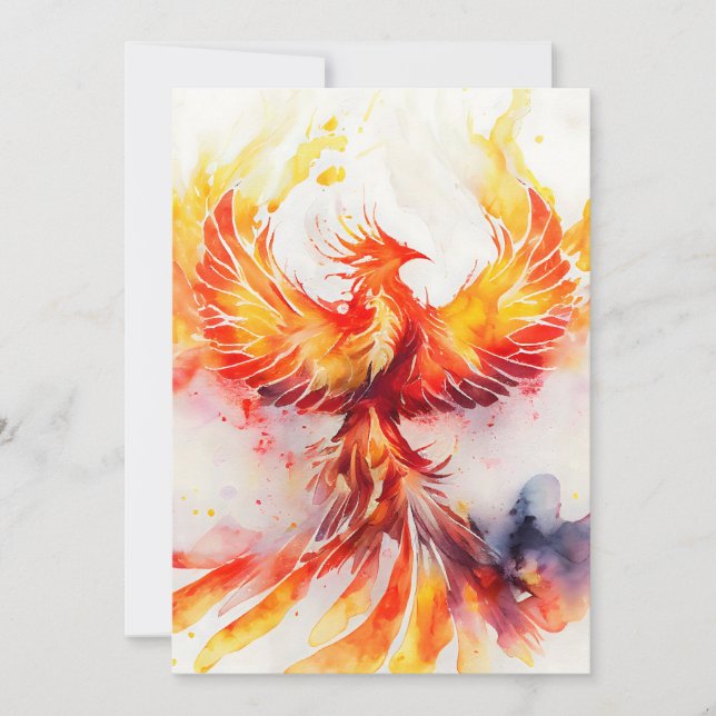 Phoenix Spreading it's Wings Rising from the Ashes Holiday Card (Front)