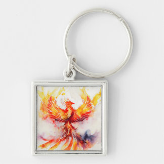 Phoenix Spreading it's Wings Rising from the Ashes Key Ring