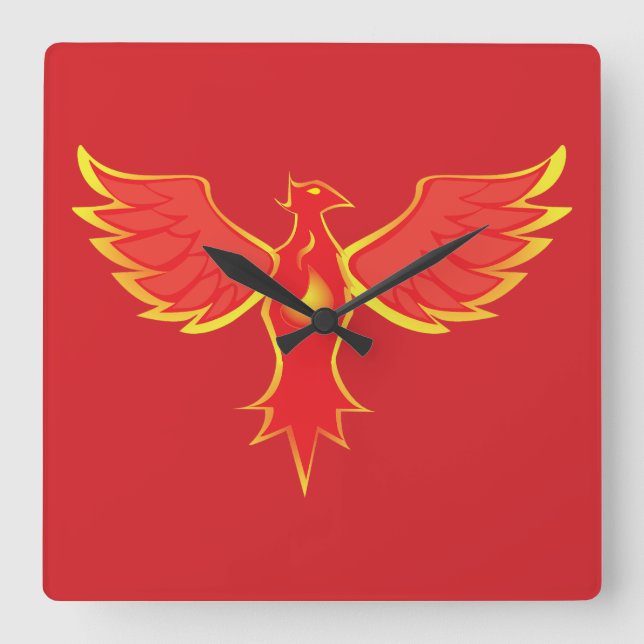Phoenix Square Wall Clock (Front)