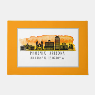 Phoenix Sunset Skyline Map Coordinates Doormat