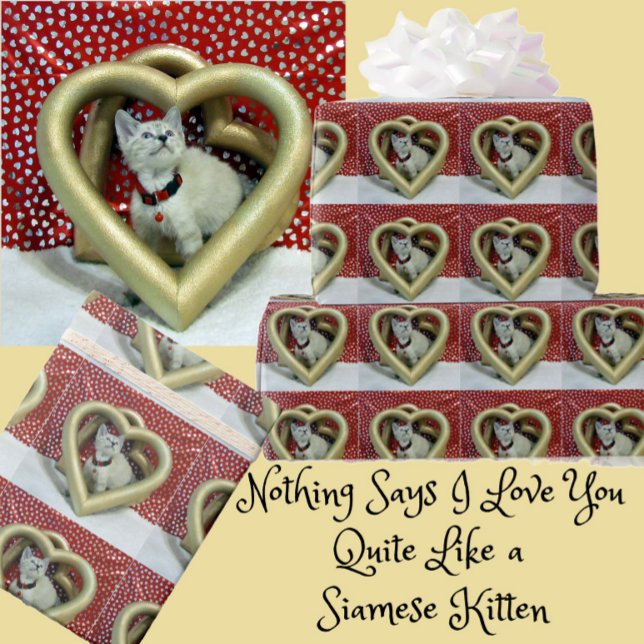 Phoenix The Siamese Kitten Hearts You Wrapping Paper (Creator Uploaded)