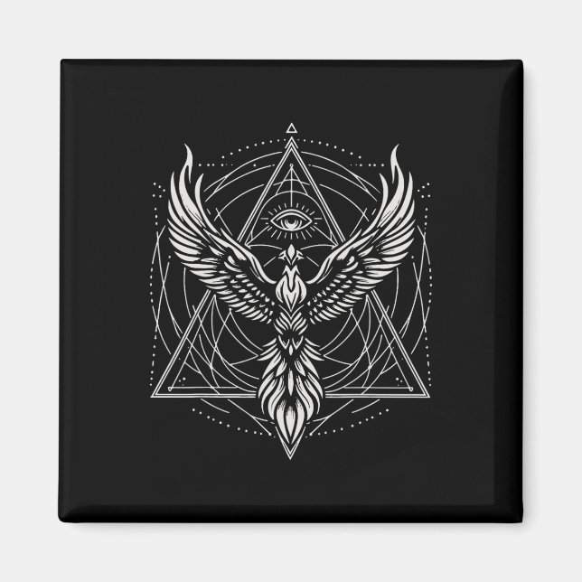 Phoenix Third Eyes Sacred Geometry Spiritual Geome Magnet (Front)