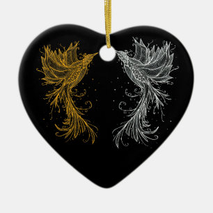 Phoenix Twins Ceramic Tree Decoration