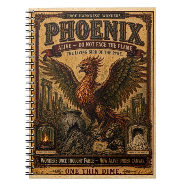 Phoenix, Vintage Circus Monster Notebook (Front)