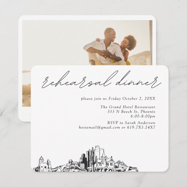 Phoenix Wedding Elegant Rehearsal Dinner Enclosure Card (Front/Back)