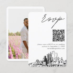 Phoenix Wedding Modern RSVP QR Code Enclosure Card