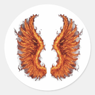 Phoenix wings on fire classic round sticker