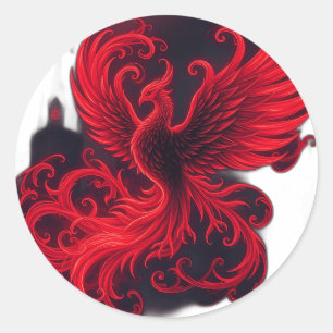 Phoenix with Gothic Spires and Swirls Classic Round Sticker