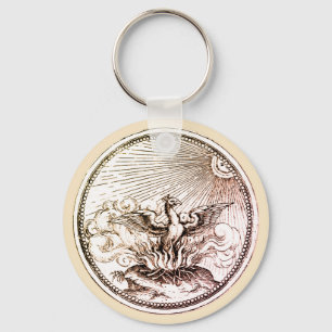 Phoenix Woodcut Key Ring