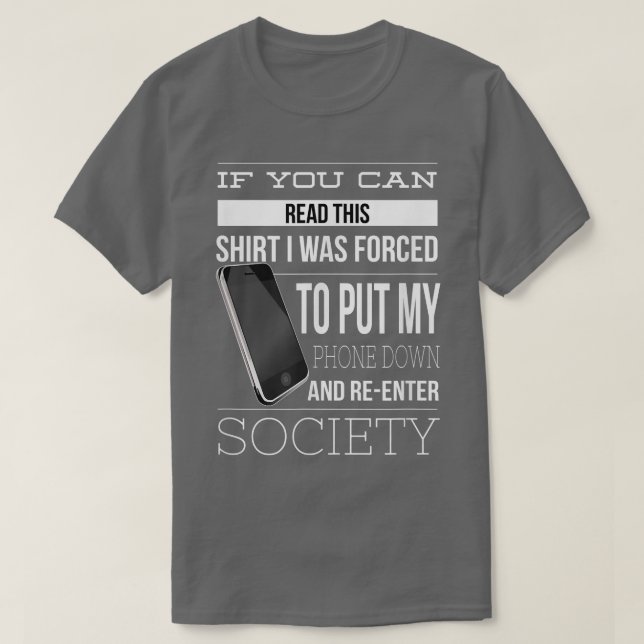 Phone Addiction Funny T Smart Cell Phone Addict Hu T-Shirt (Design Front)