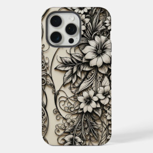 Phone Bone Scrimshaw Flowers iPhone 15 Pro Max Case