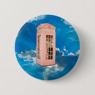 phone booth 6 cm round badge