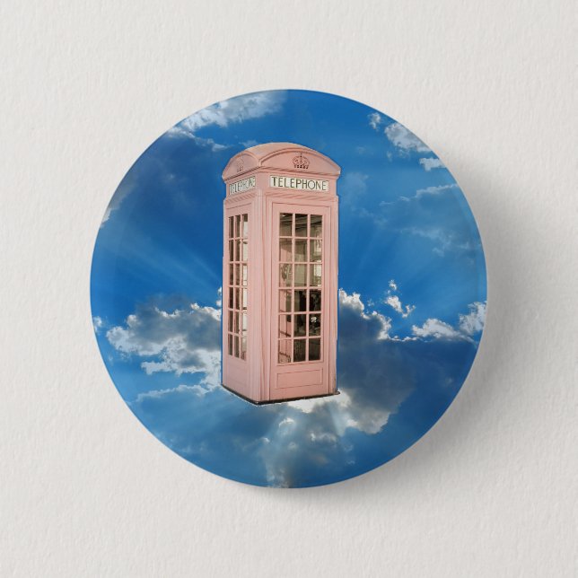 phone booth 6 cm round badge (Front)