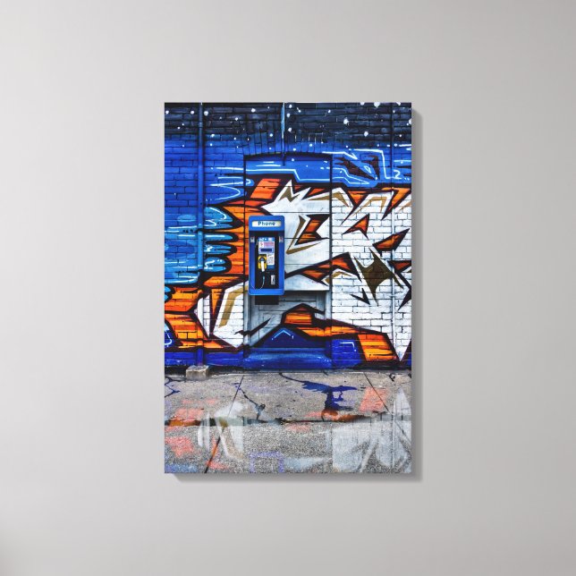 Phone Booth No 12 Colour Version Reflection Canvas Print (Front)