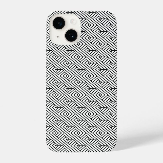Phone Case Black Pattern Line Cube Geometry Simple (Back)