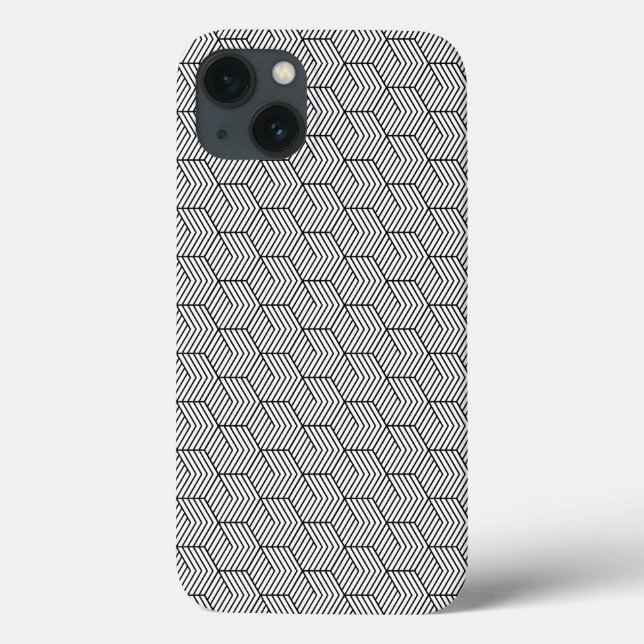 Phone Case Black Pattern Line Cube Geometry Simple (Back)