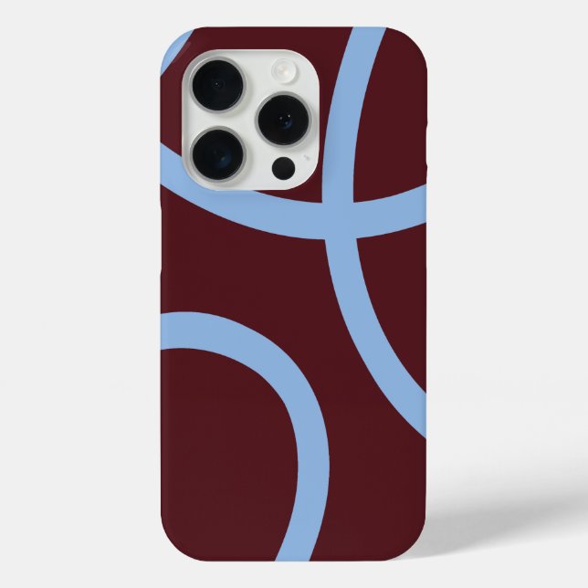 Phone Case - Blue Lines on Burgundy (Back)