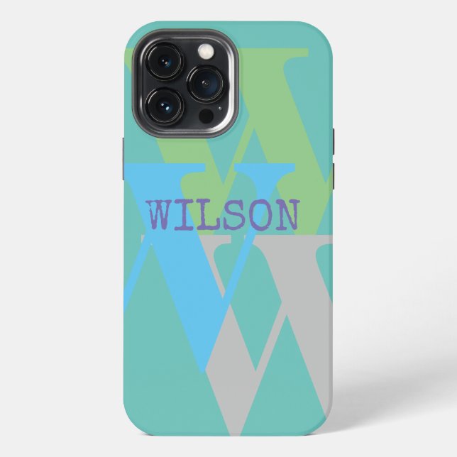 phone case blue minimal monogram custom name  (Back)