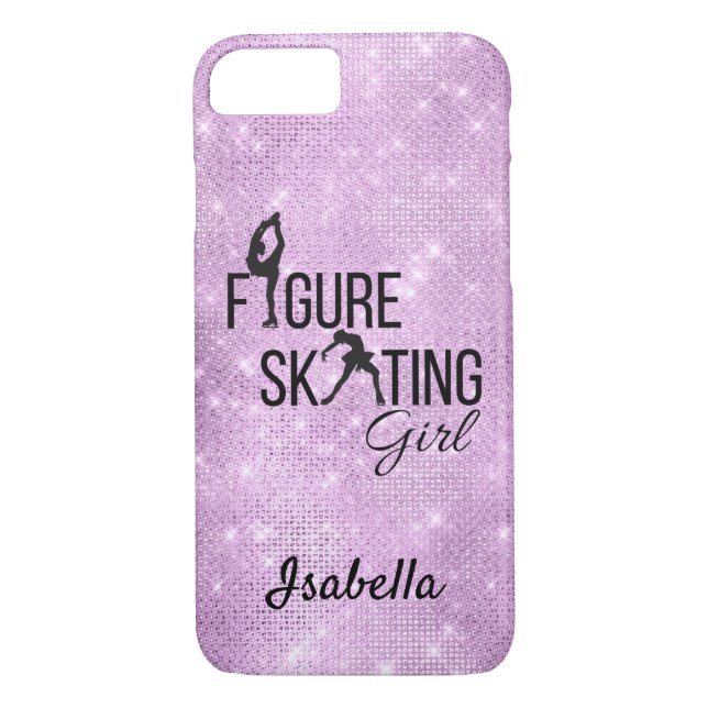 Phone case Figure skating girl purple sparkle (Back)
