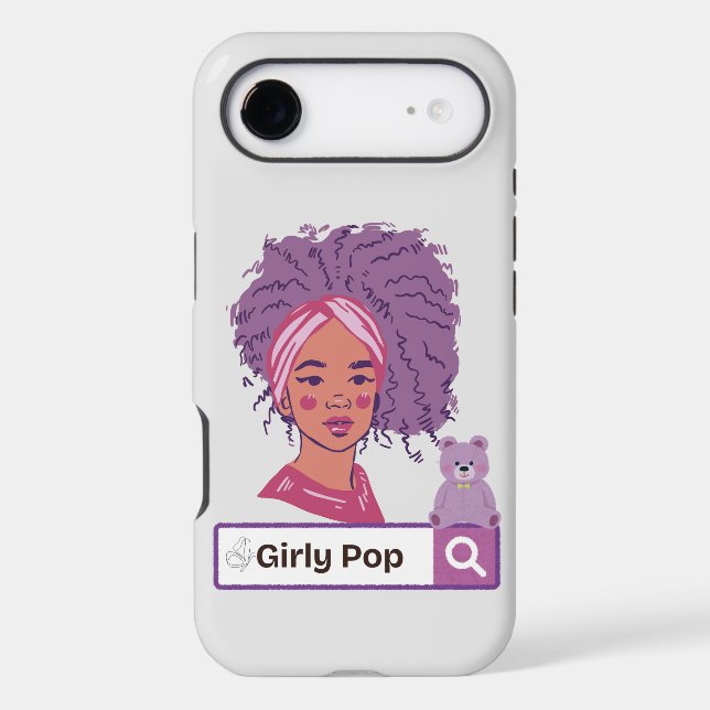 Phone case girly pop teddy bear grey  (Back)