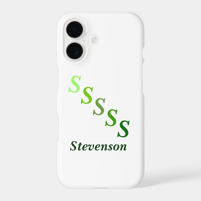 Phone Case - Green Stepped Letters and Name (Back)
