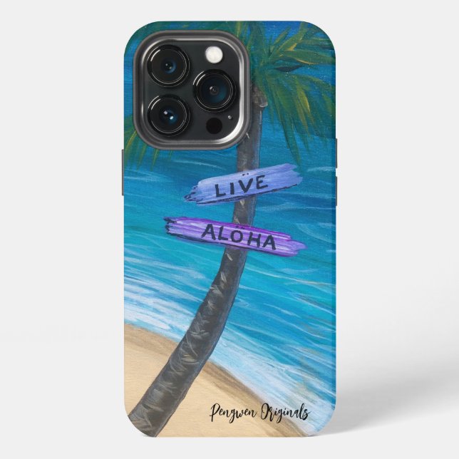 Phone Case “Live Aloha” Palm tree over water Maui  (Back)