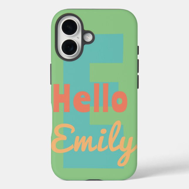 phone case monogram custom mint teen pink peach (Back)